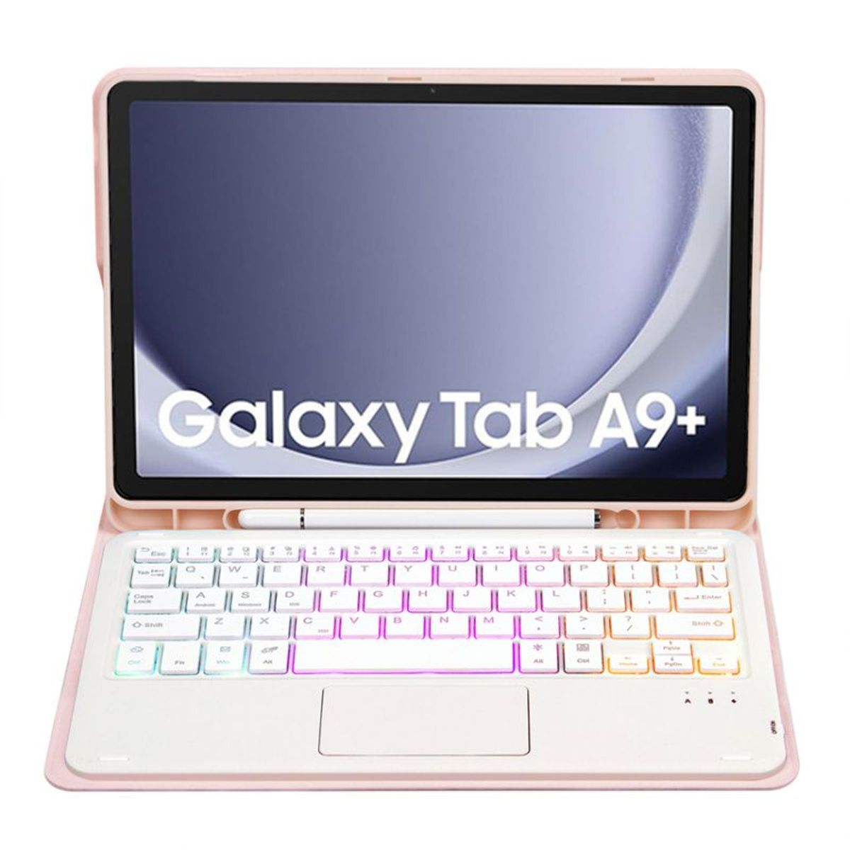 RENVMEXY - Teclado Bluetooth Táctil RGB A09B-AS Rosa para Samsung Tab A9 Plus