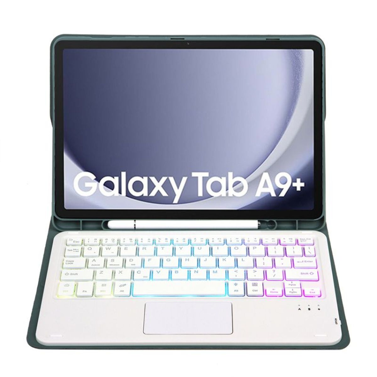 RENVMEXY - Teclado Bluetooth Táctil RGB A09B-AS Verde para Samsung Tab A9 Plus