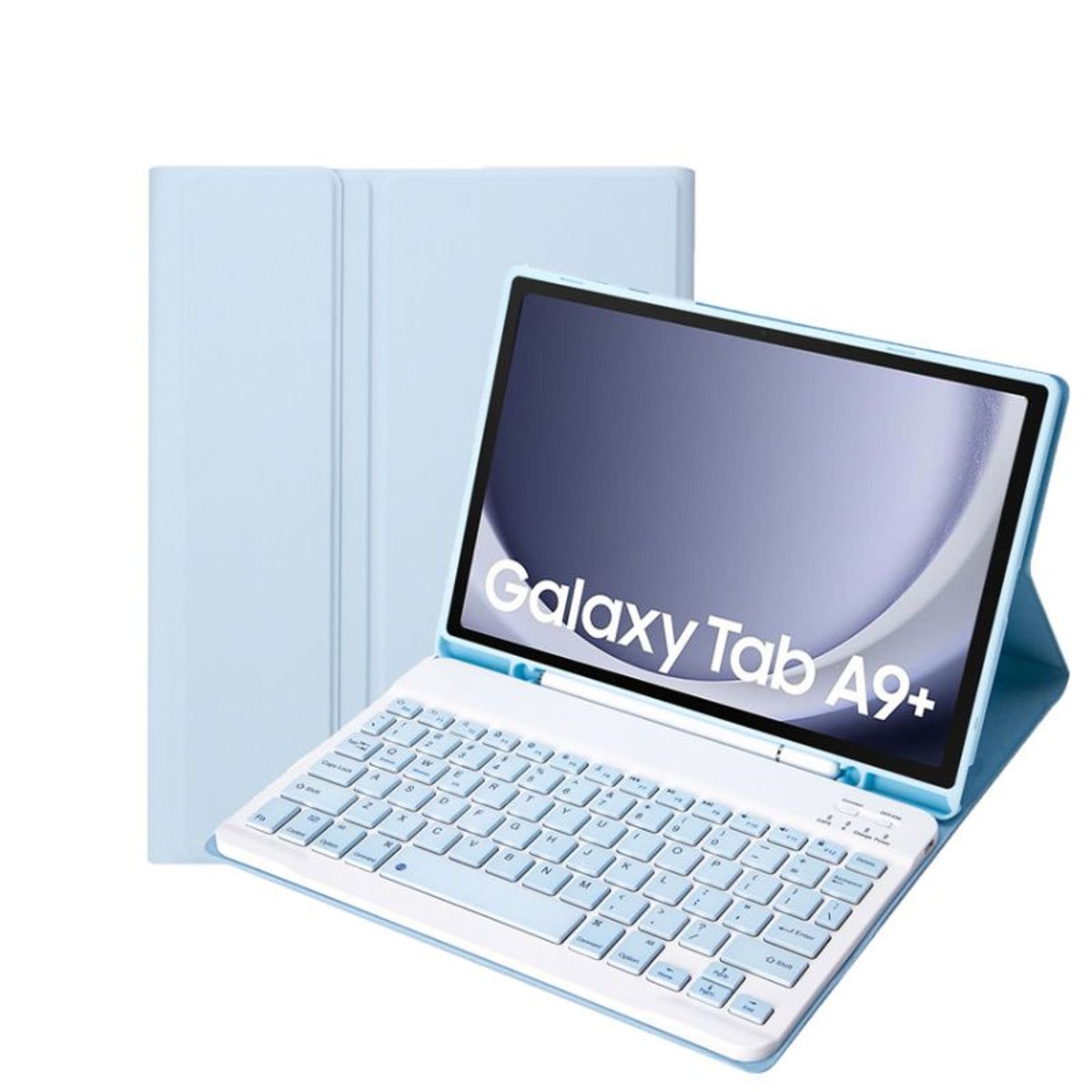RENVMEXY - Funda con teclado Bluetooth A09B Blanco Hielo Para Galaxy Tab A9 Plus 11inch