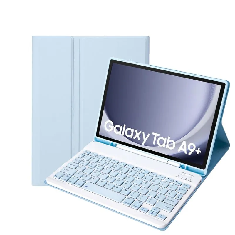 RENVMEXY - Funda con teclado Bluetooth A09B Blanco Hielo Para Galaxy Tab A9 Plus 11inch