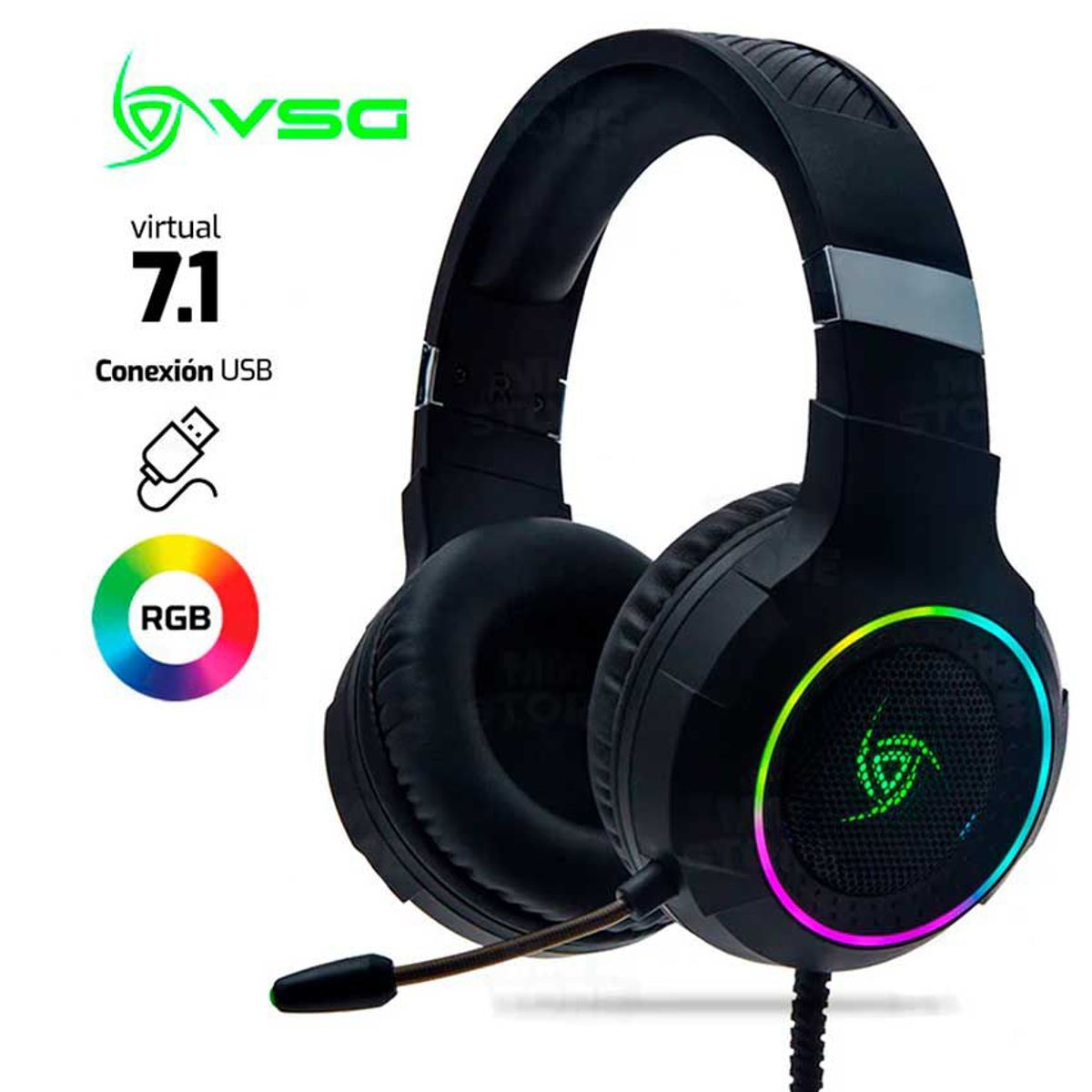 VSG - Audífono Gamer VSG Shake Sonido 7.1 Virtual USB Luz RGB - Negro