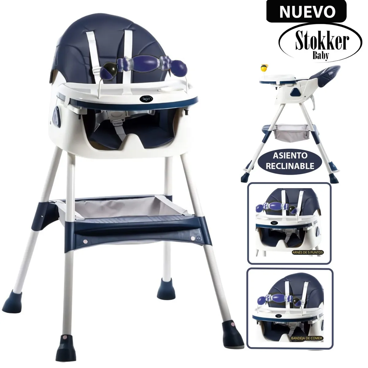 STOKKER BABY - Silla de Comer VENUS Asiento Reclinable Azul