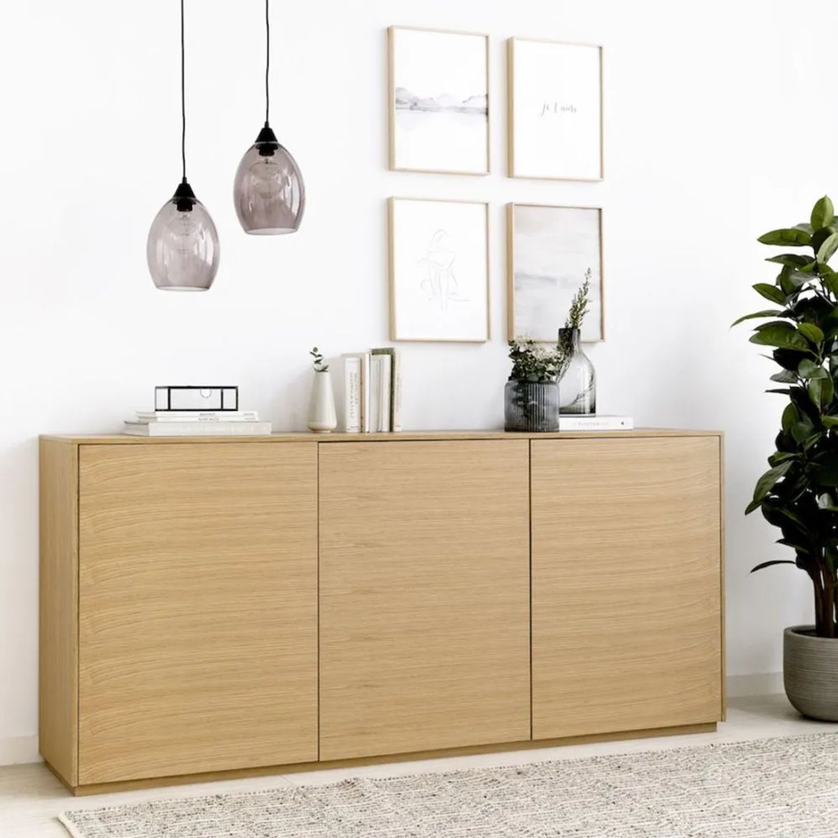 TU MESITA - Aparador Moderno Mikela 3 puertas color Roble TU MESITA