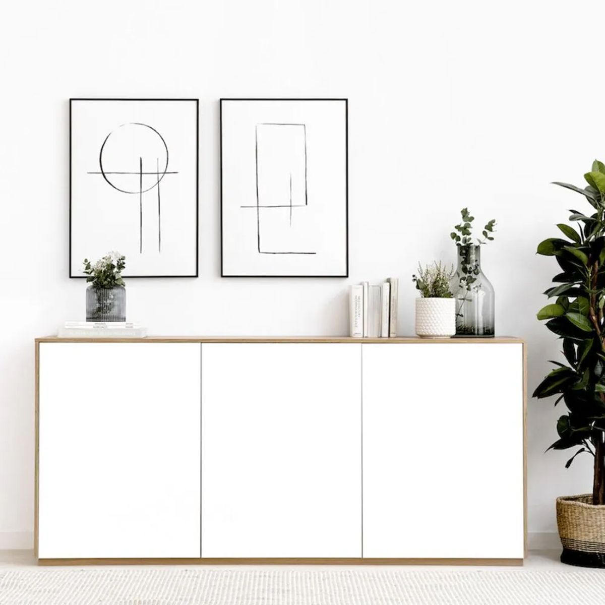 TU MESITA - Aparador Moderno Mikela 3 puertas color RobleBlanco TU MESITA