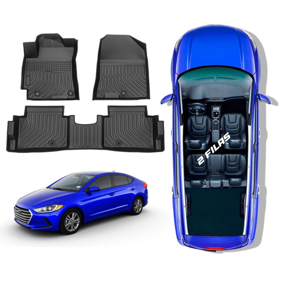 TECGO - PROTECTOR CUBRE PISO 5D TPE HYUNDAI ELANTRA 2017-2021