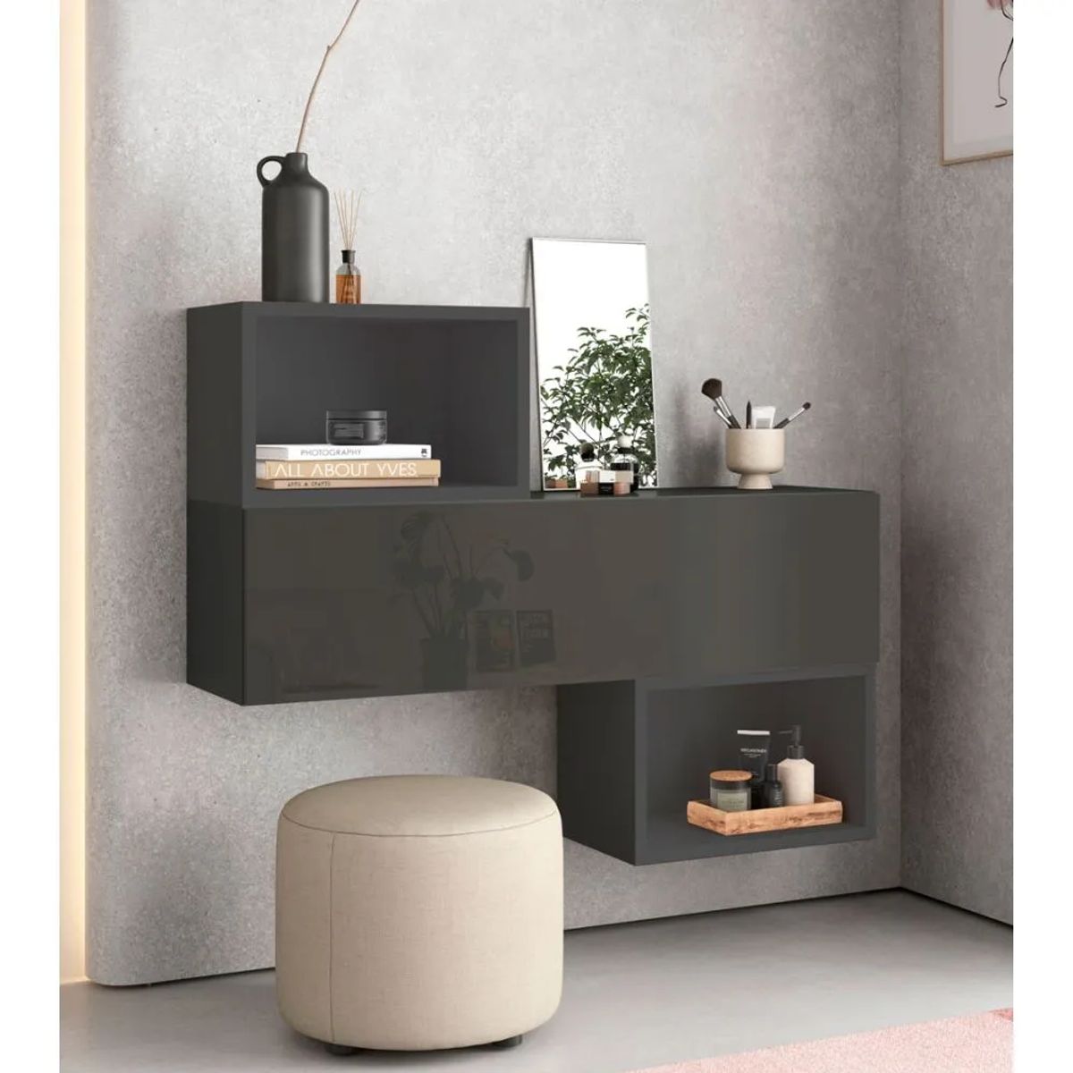 TU MESITA - Aparador Flotante Miami 1 puerta color Negro TU MESITA