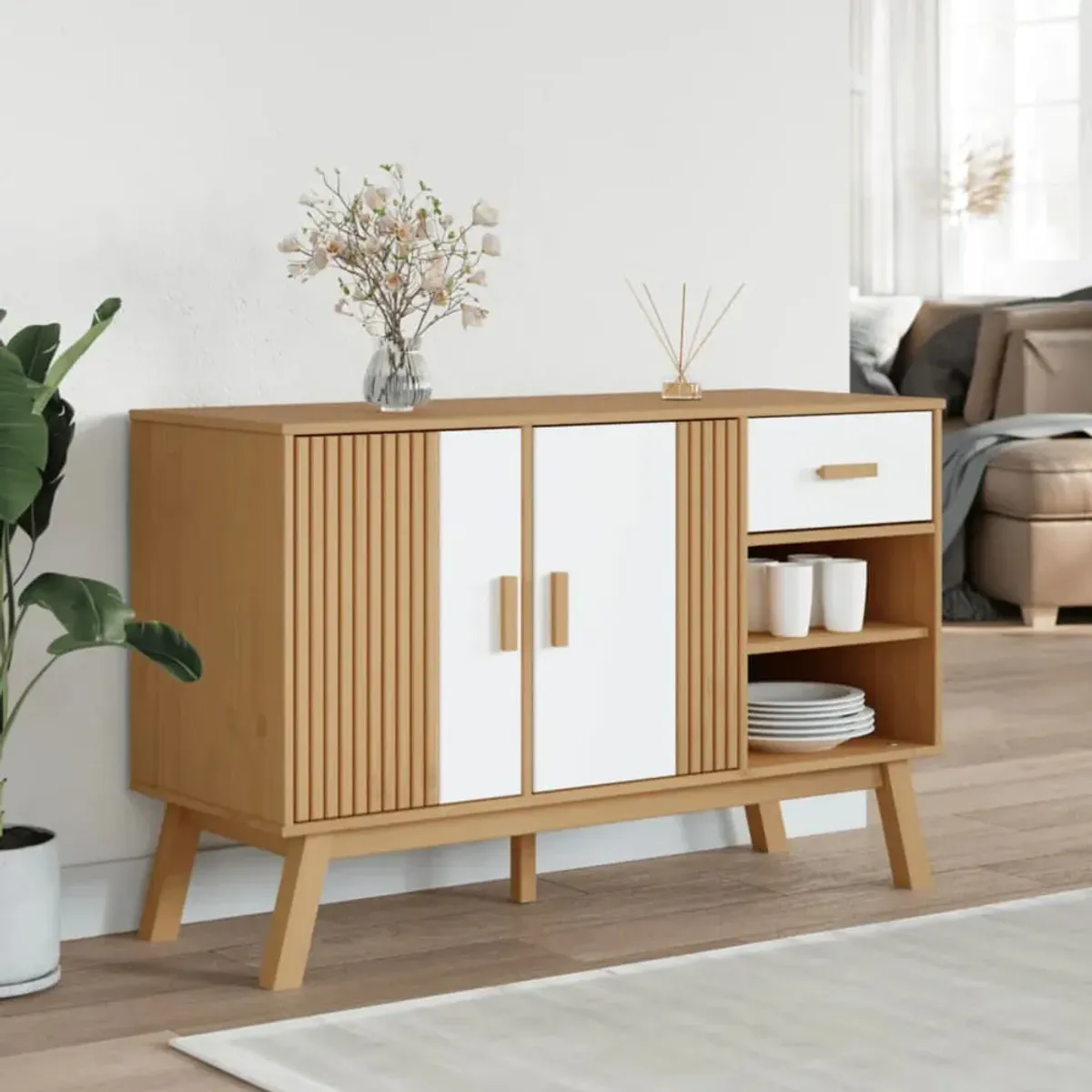 TU MESITA - Aparador Moderno Hilary color HayaBlanco TU MESITA 2 puertas 1 cajón