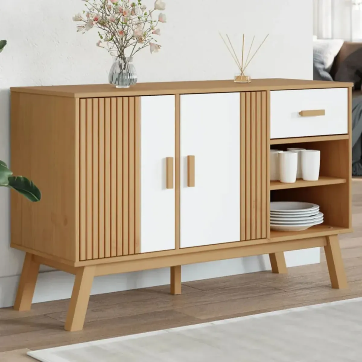 TU MESITA - Aparador Moderno Hilary color HayaBlanco TU MESITA 2 puertas 1 cajón