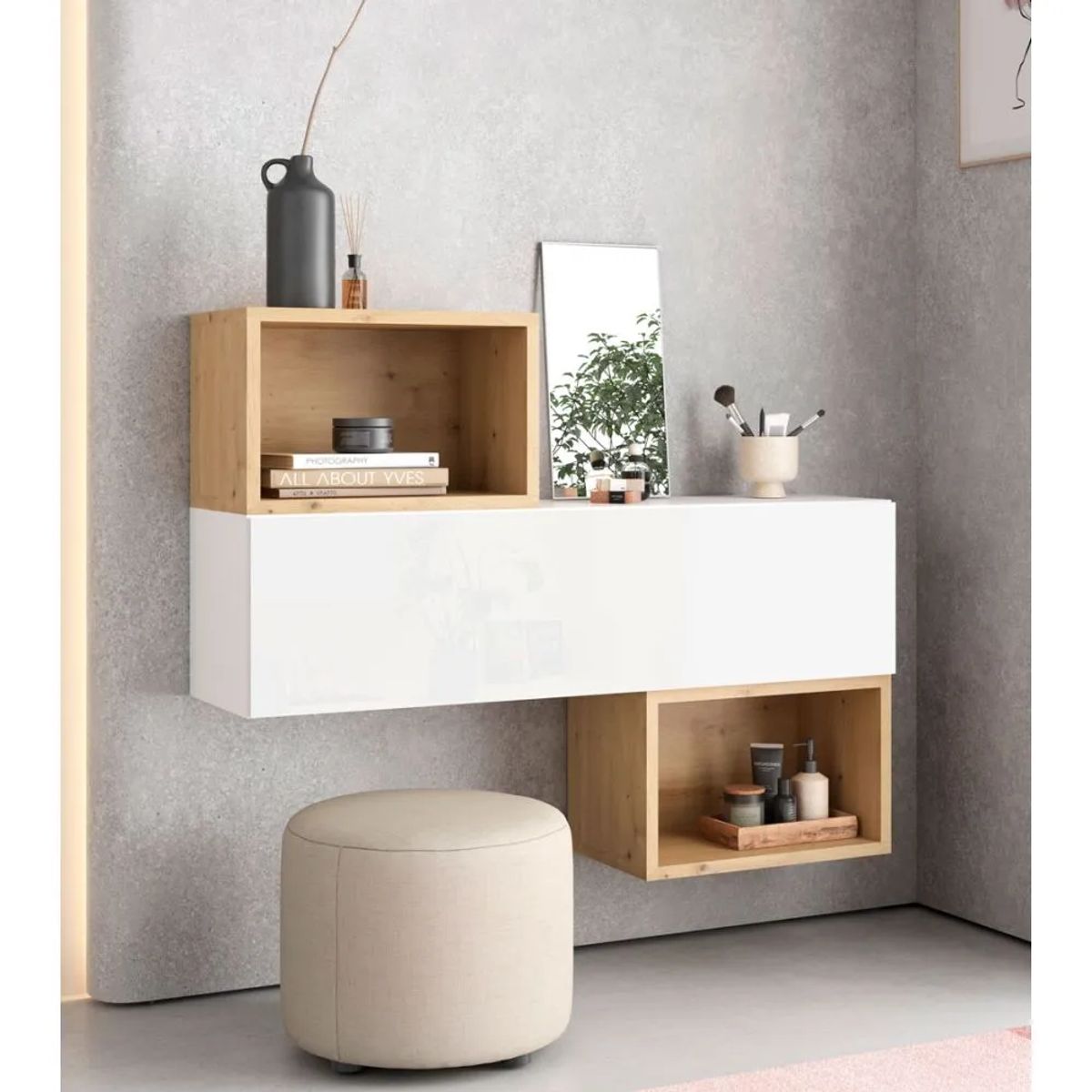 TU MESITA - Aparador Flotante Miami 1 puerta color BlancoHaya TU MESITA