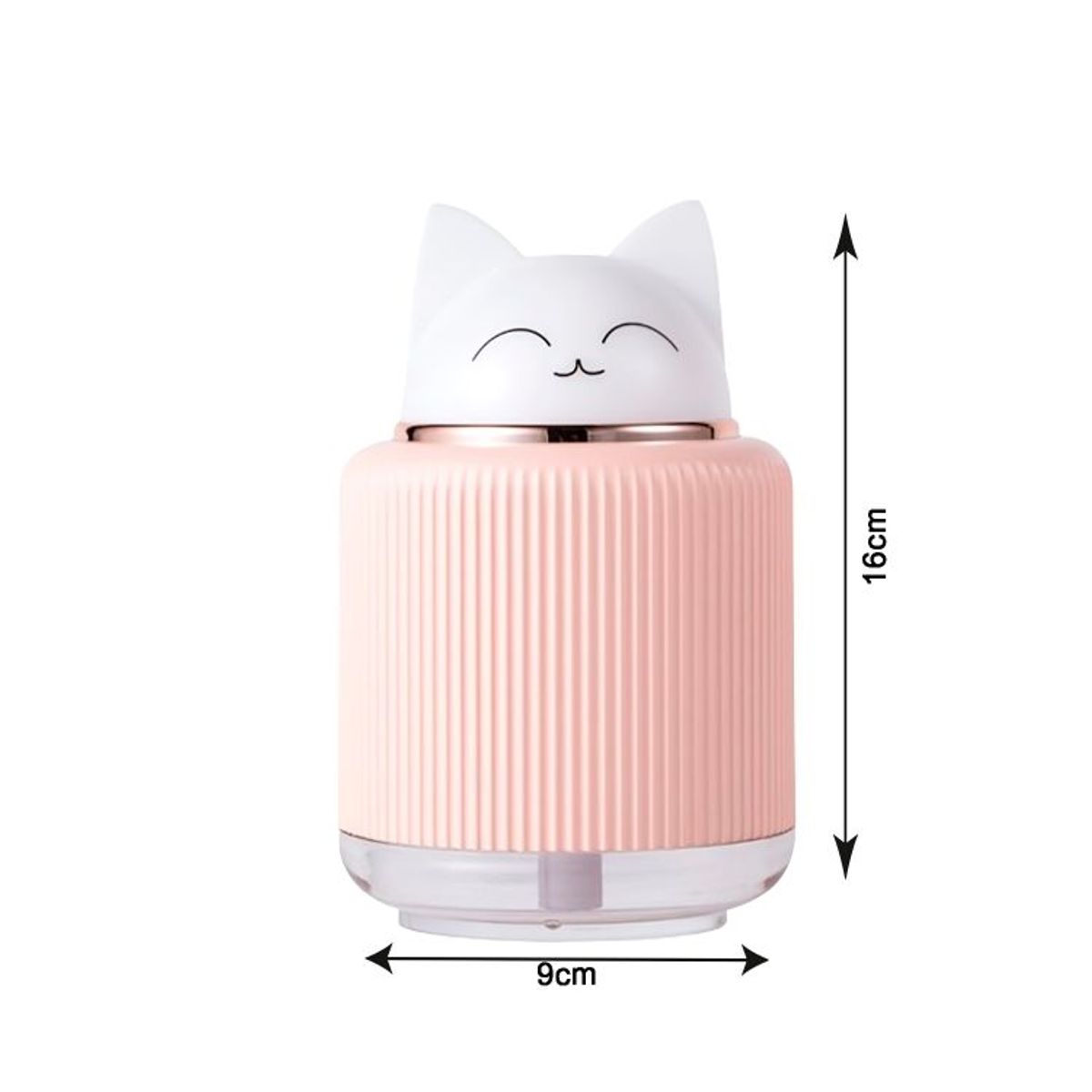GENERICO - Lampara Humidificador Gato Luz Led Usb 300ml Rosado