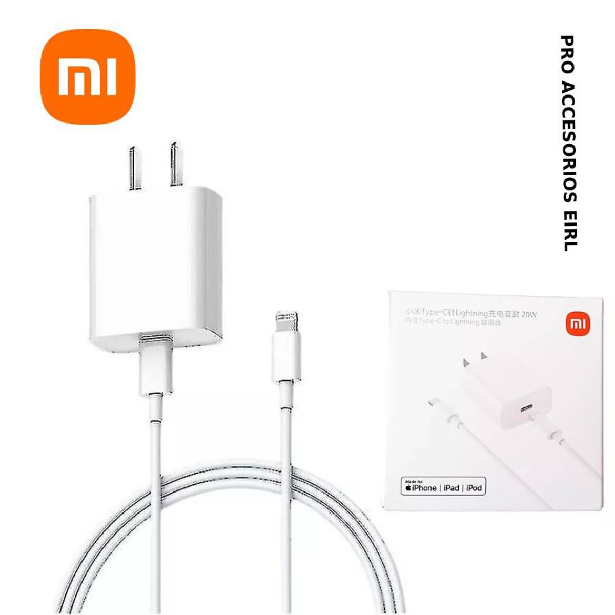 XIAOMI - Cargador Xiaomi Mi 20W Carga Rápida incluye cable Lightning