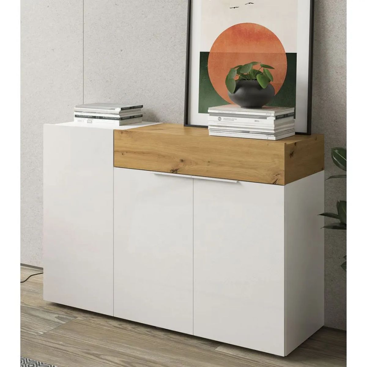 TU MESITA - Aparador para Salón Priux 3 puertas 1 cajón TU MESITA color BlancoHaya