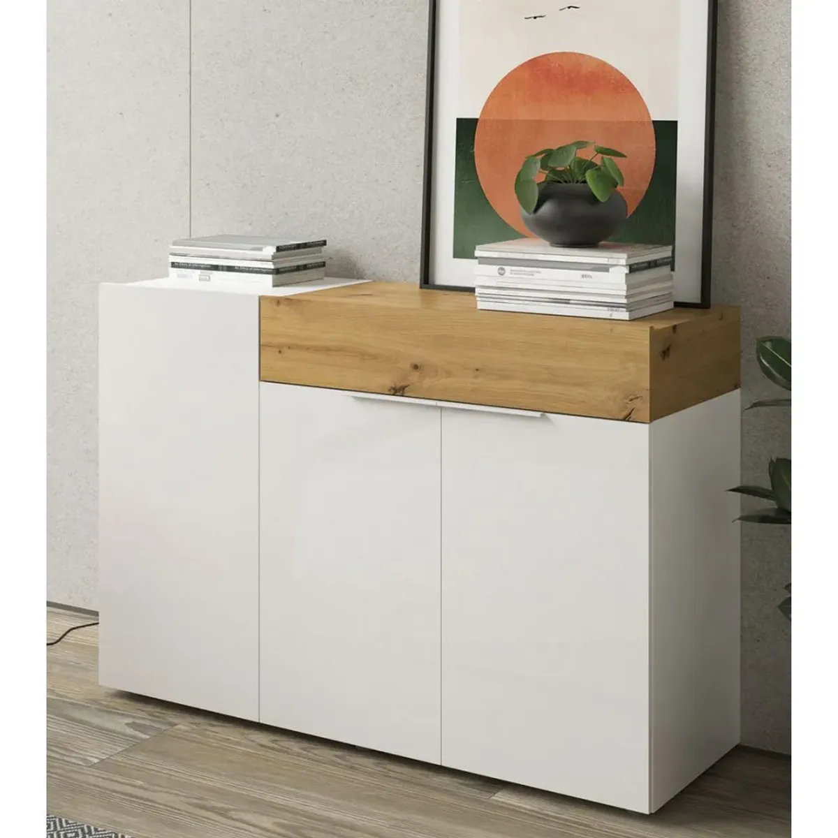 TU MESITA - Aparador para Salón Priux 3 puertas 1 cajón TU MESITA color BlancoHaya