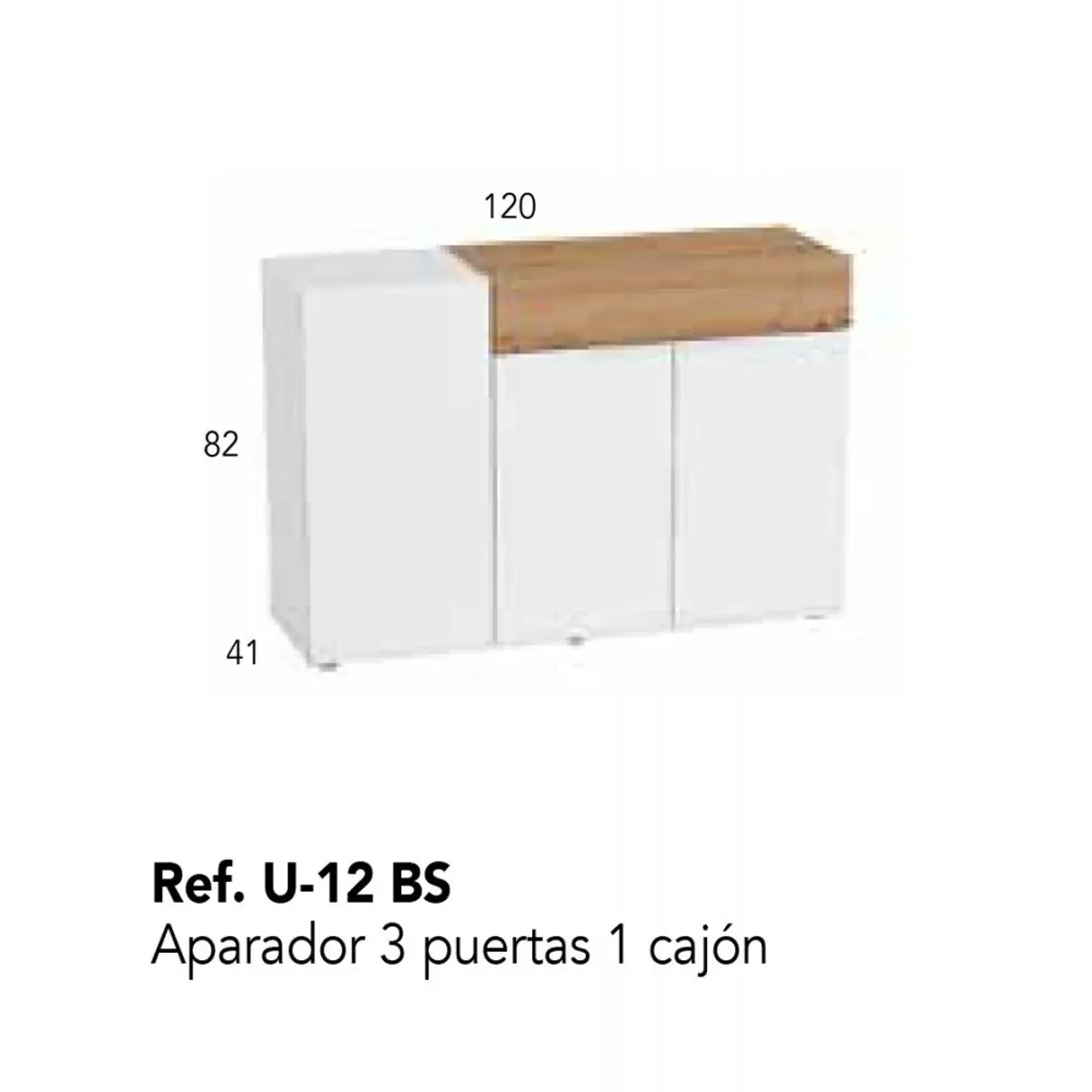 TU MESITA - Aparador para Salón Priux 3 puertas 1 cajón TU MESITA color BlancoHaya