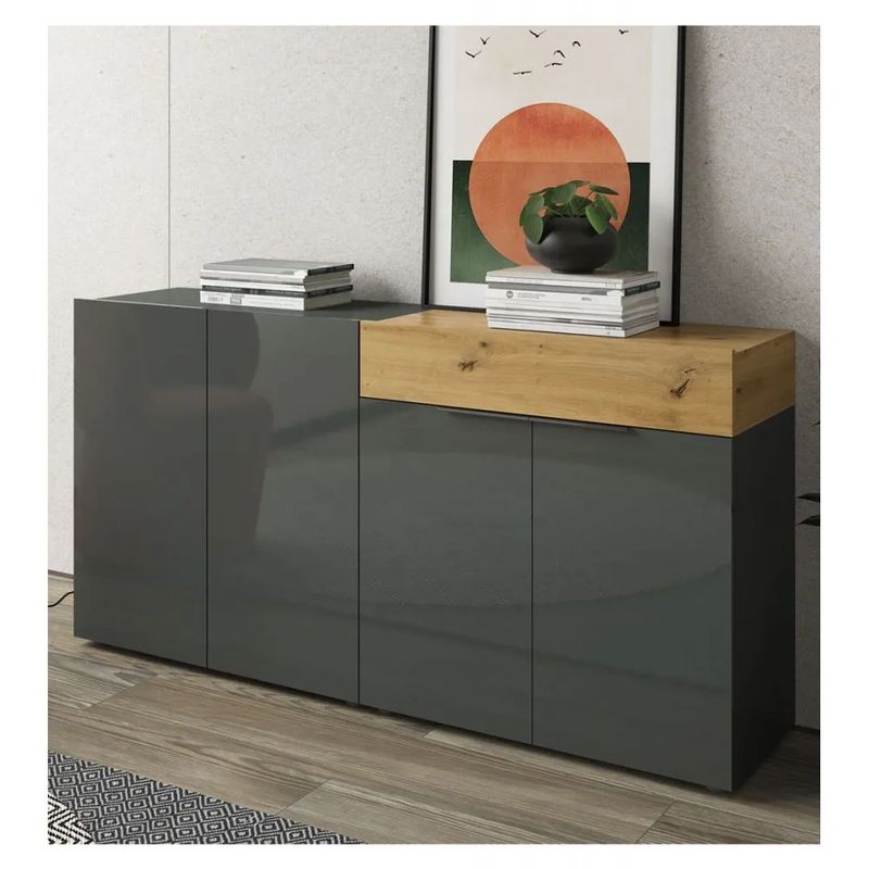 TU MESITA - Aparador para Salón Priux 4 puertas 1 cajón TU MESITA color BlancoHaya