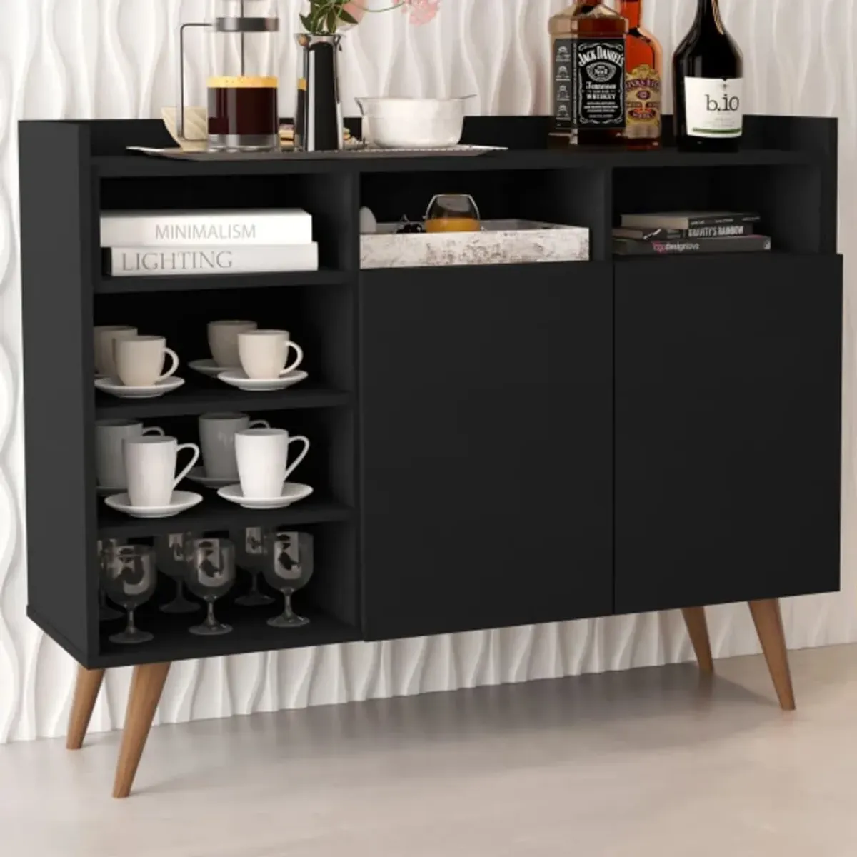 TU MESITA - Aparador para Cocina Luther color Negro 2 puertas TU MESITA