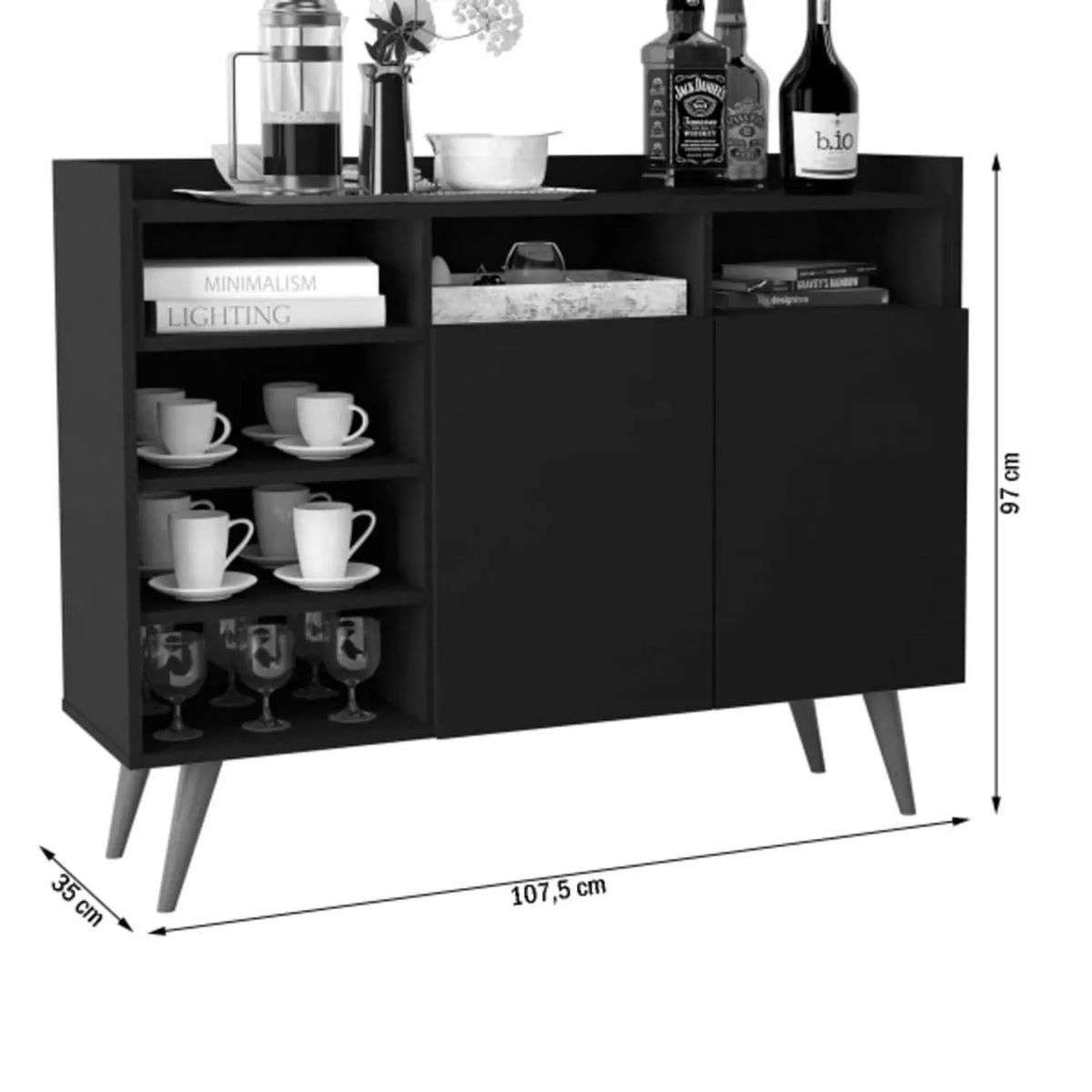 TU MESITA - Aparador para Cocina Luther color Negro 2 puertas TU MESITA