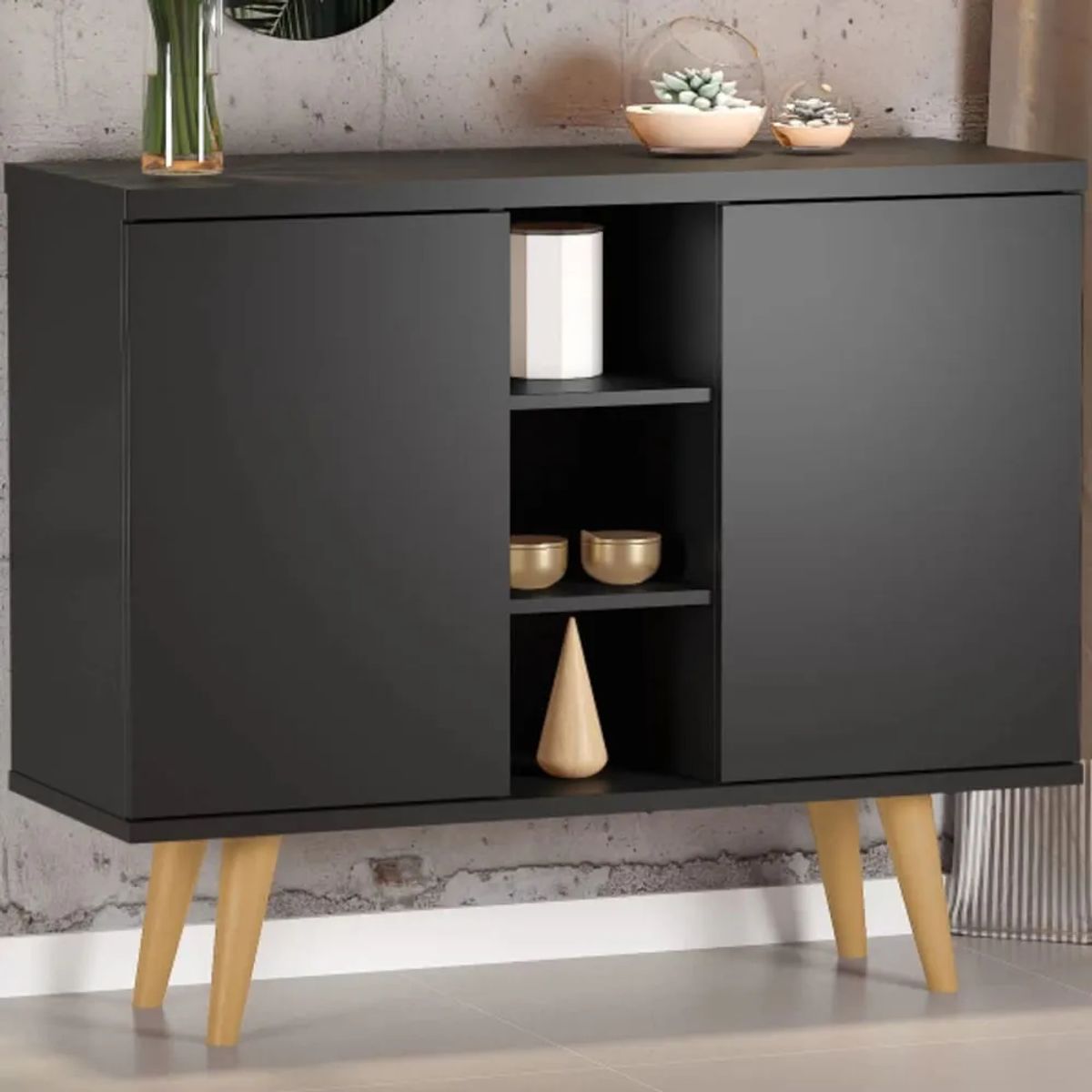 TU MESITA - Aparador Multiusos Joker color Negro 2 puertas TU MESITA