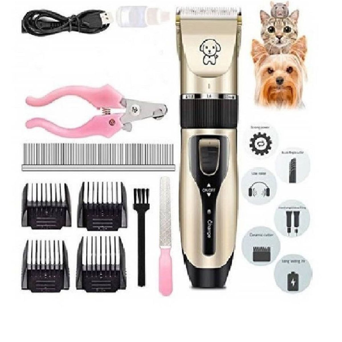 GENERICO - Kit Maquina Cortador De Pelo De Mascota Inalambrica