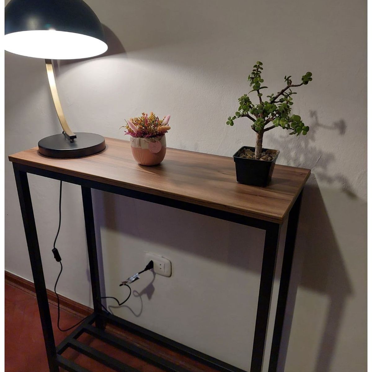 GENERICO - Recibidor color nogal de dos niveles 80x30x93 alt