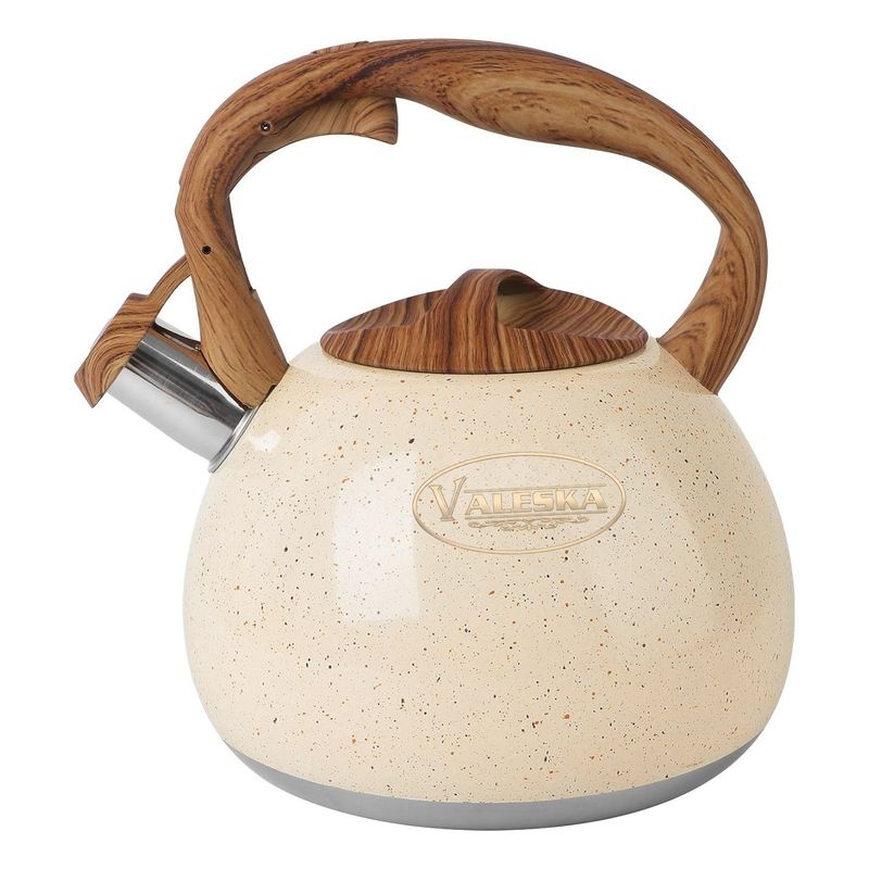 VALESKA - Tetera Silbadora Acero Inoxidable Valeska Acabado Granito 5L Crema