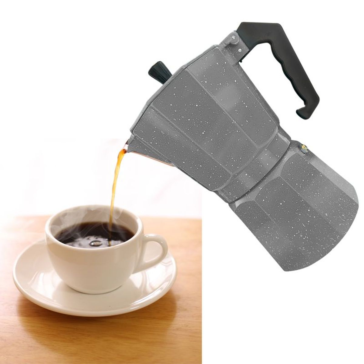 PENTHA - Cafetera Italiana Moka de 9 tazas Color Plomo de 450 ml