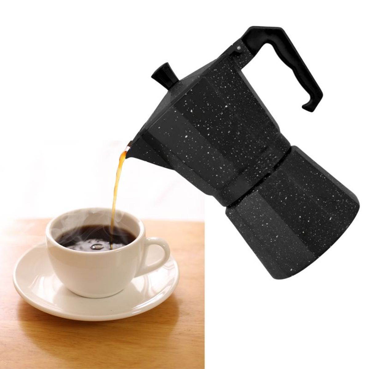 PENTHA - Cafetera Italiana Moka de 9 tazas Color Negro de 450 ml