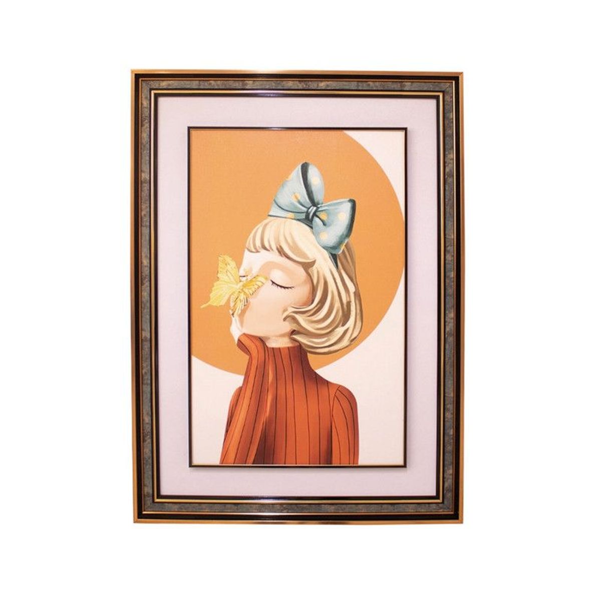 PANADECOR - Cuadro de Arte Moderno con Figura de Niña y Mariposa 54x74cm