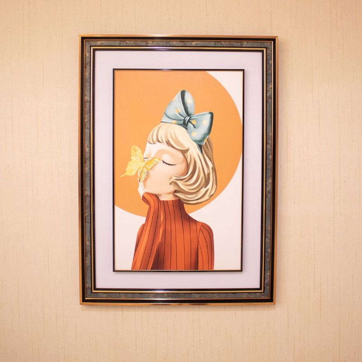 PANADECOR - Cuadro de Arte Moderno con Figura de Niña y Mariposa 54x74cm