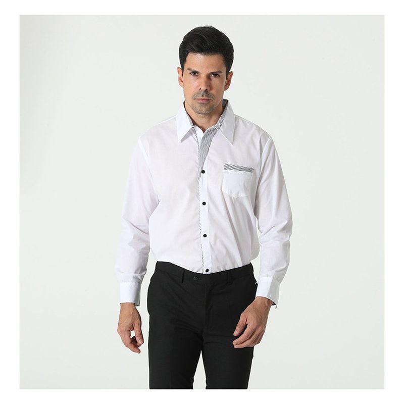 42AROZINA - camisa casual a rayas con solapa para hombre