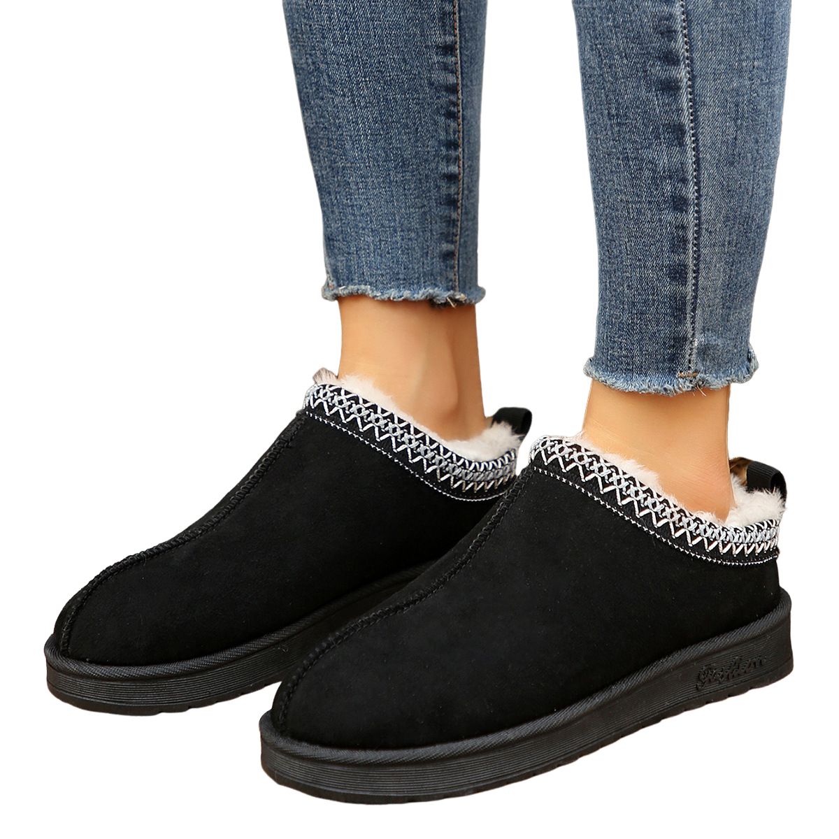 BLWOENS - Botas bajas de moda de algodón para Mujer -Negro