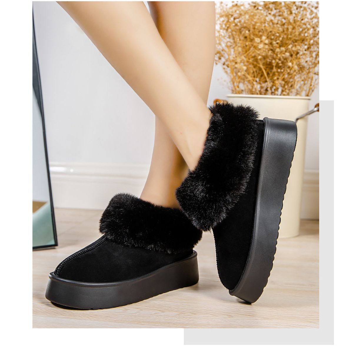 BLWOENS - Botas bajas de moda para Mujer -Negro