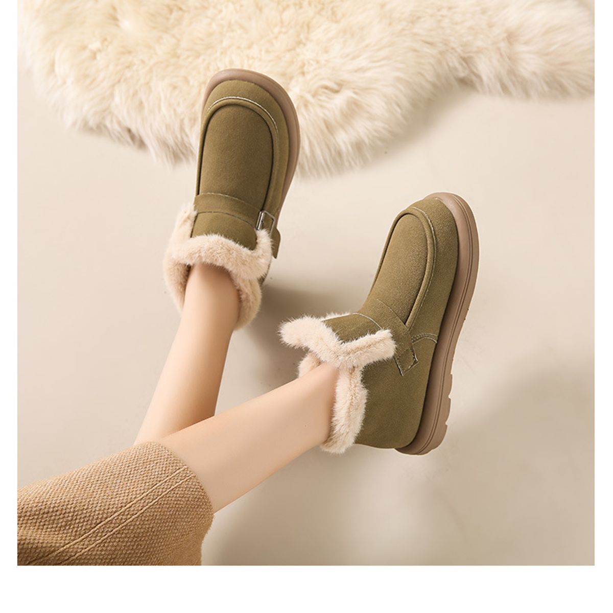 BLWOENS - Botas abrigadoras de algodón para Mujer -Verde