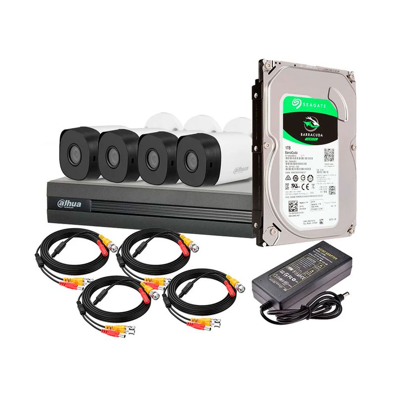 DAHUA - KIT DAHUA 4 CAMARAS 1080P FUENTE/CABLES/1TB P/N: KIT-XVR4C8CH-1TB-I