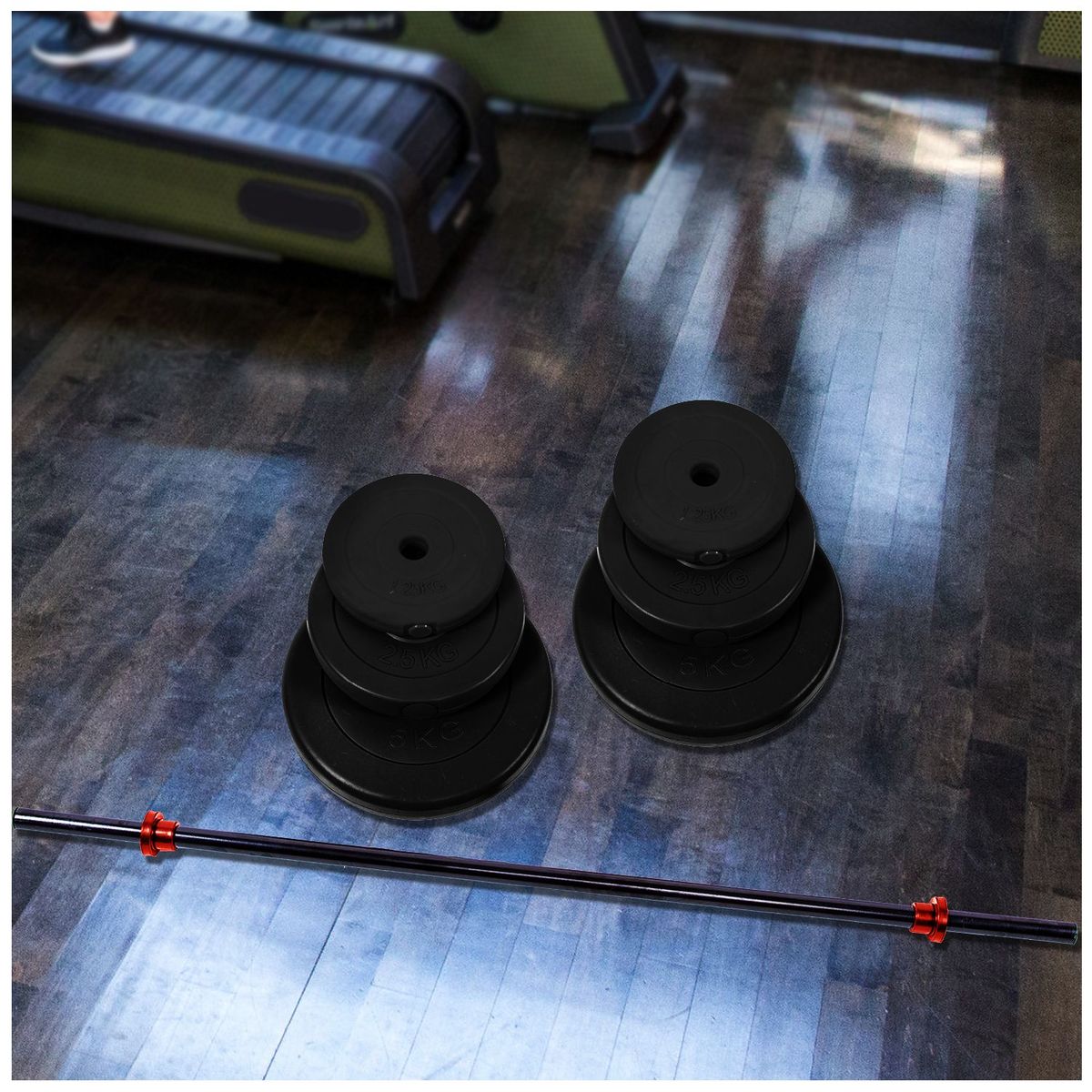 ATLETIS - Set Pesas 20 kg Barra 12 Mts + Discos De Cemento Atletis