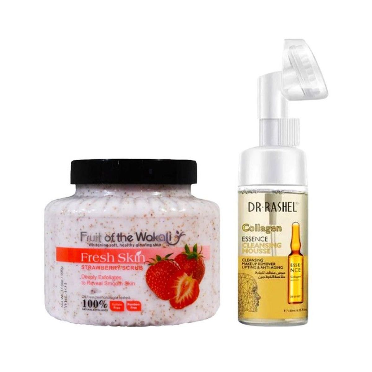 WOKALI - Exfoliante Corporal de Fresa + Limpiador Facial Colágeno