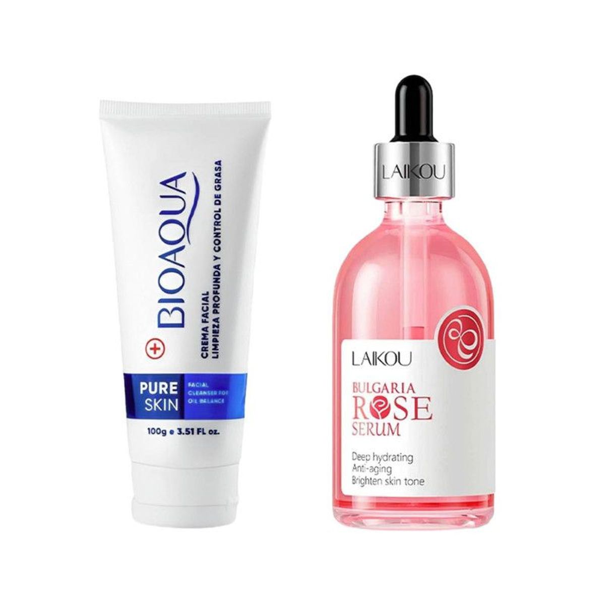 BIOAQUA - Crema Facial Antiacné Pure Skin + Serum Facial Bulgaria Rose