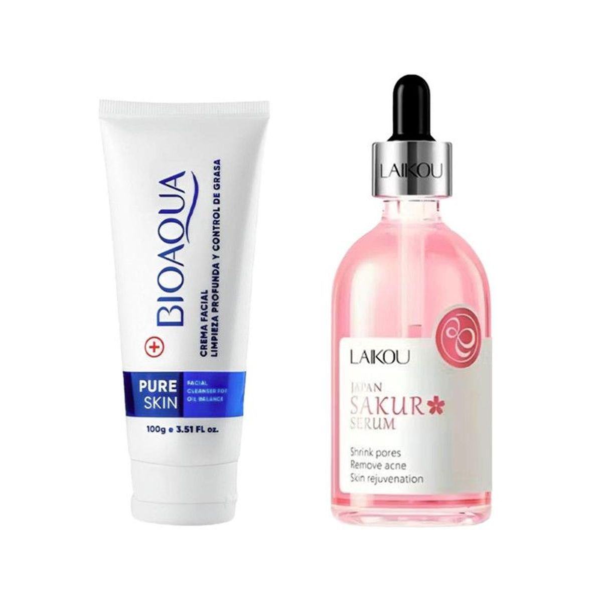 BIOAQUA - Crema Facial Antiacné Pure Skin + Serum Facial Sakura Japan