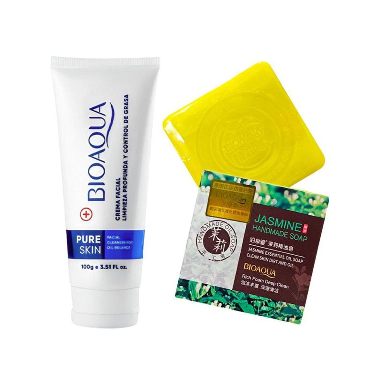 BIOAQUA - Crema Facial Antiacné Pure Skin + Jabón Extracto de Jazmines