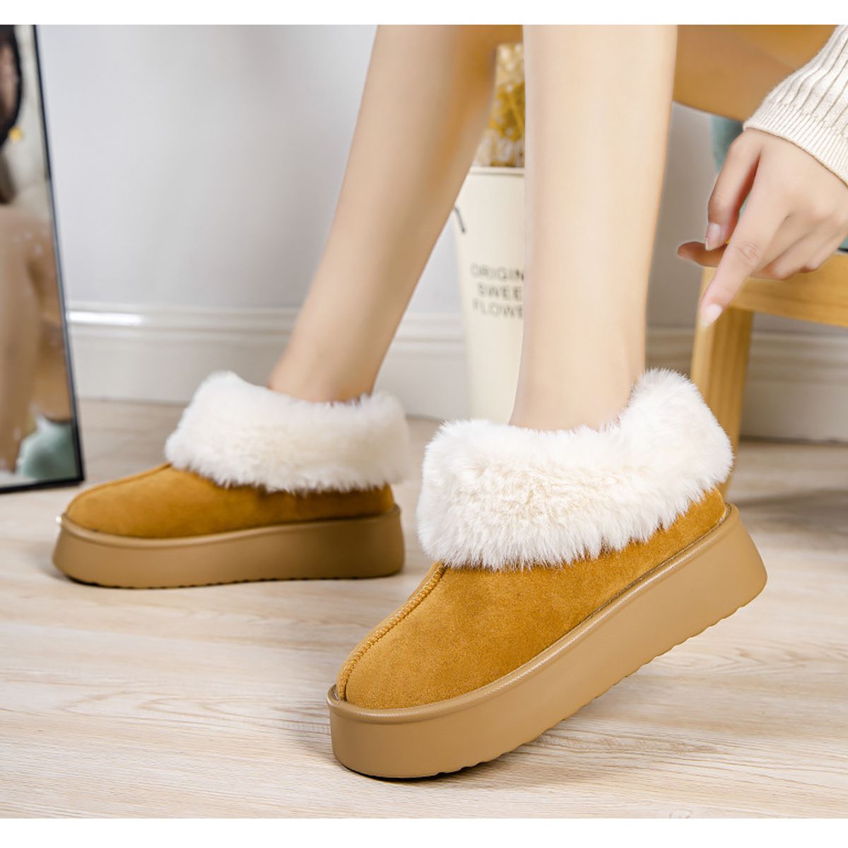 BLWOENS - Botas Blwoens Gamuza Café Para Mujer - Antiestáticas Y Con Puntera