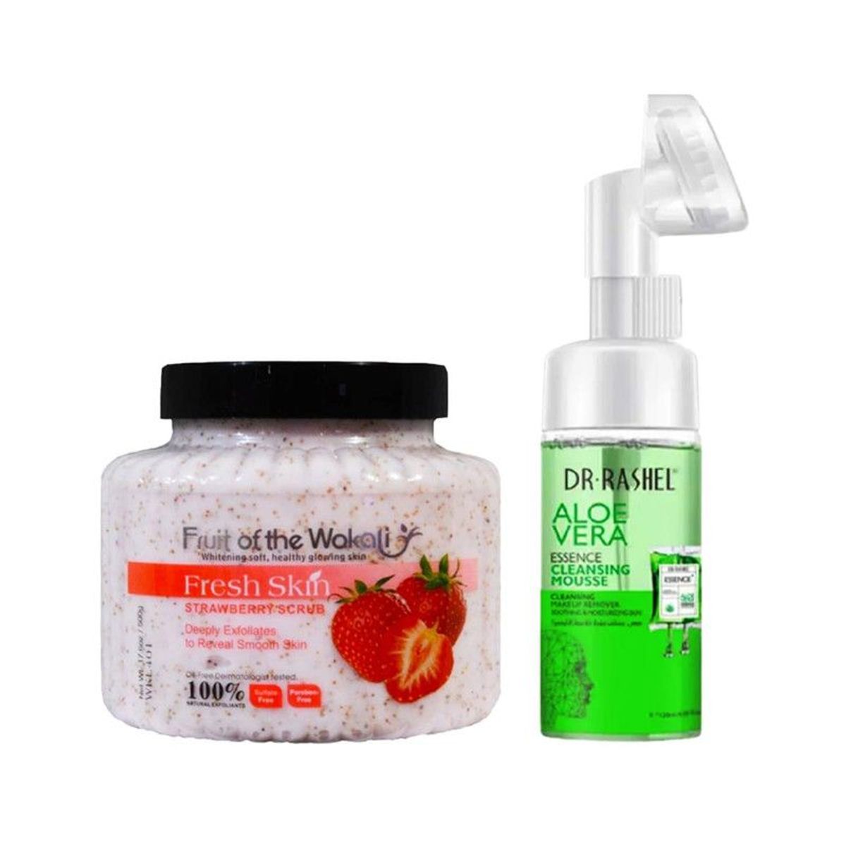 WOKALI - Exfoliante Corporal de Fresa + Limpiador Facial Aloe Vera