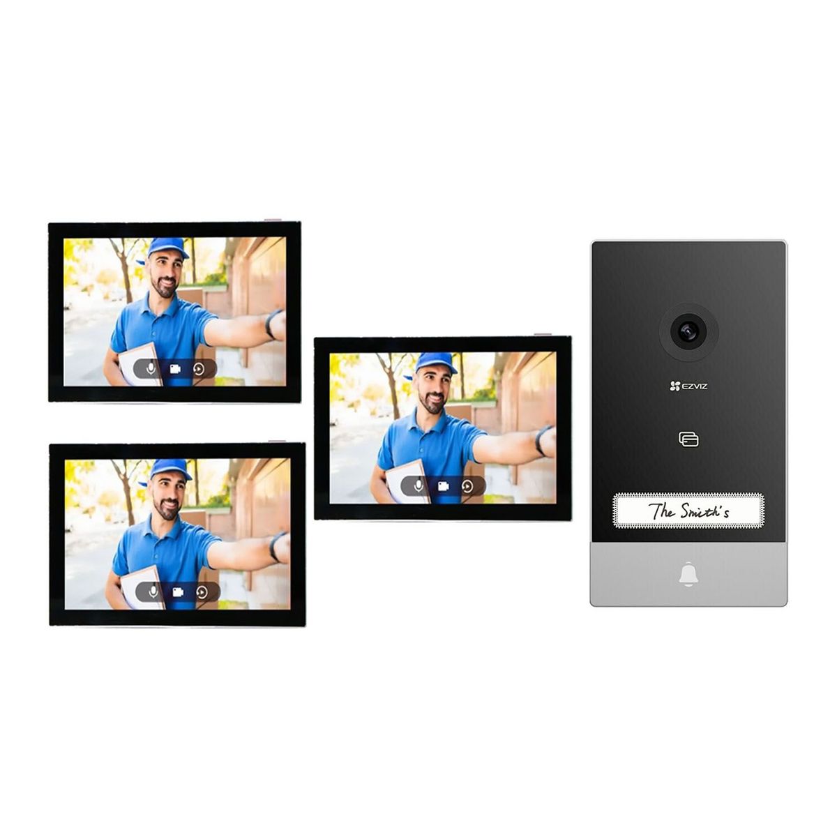 EZVIZ - Kit Videoportero Inteligente HP7 2K Exterior Eviz + 2 MONITORES