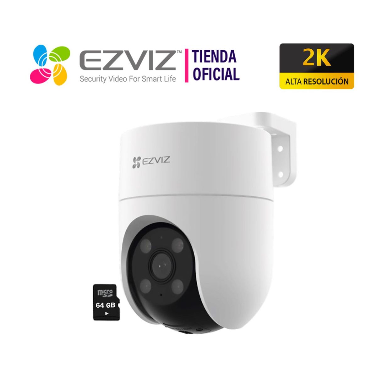 EZVIZ - Cámara Seguridad Wifi H8C 3MP 2K Ezviz 360° Smart + Micro SD 64GB