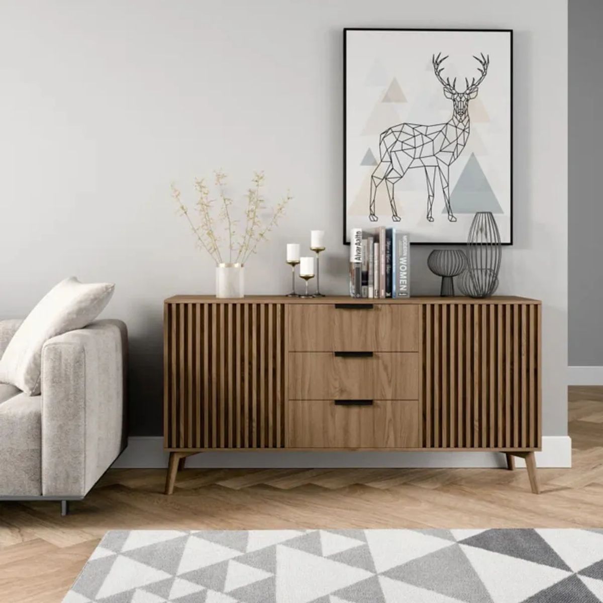 TU MESITA - Aparador Moderno Kyoto color Marrón 3 cajones TU MESITA