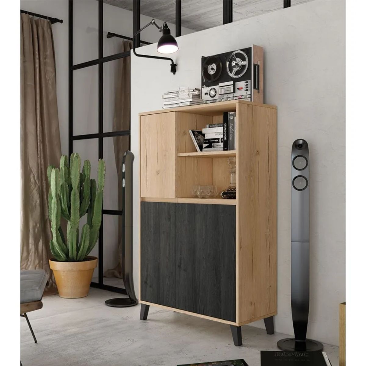 TU MESITA - Vitrina Alta Kiara color MarrónNegro TU MESITA