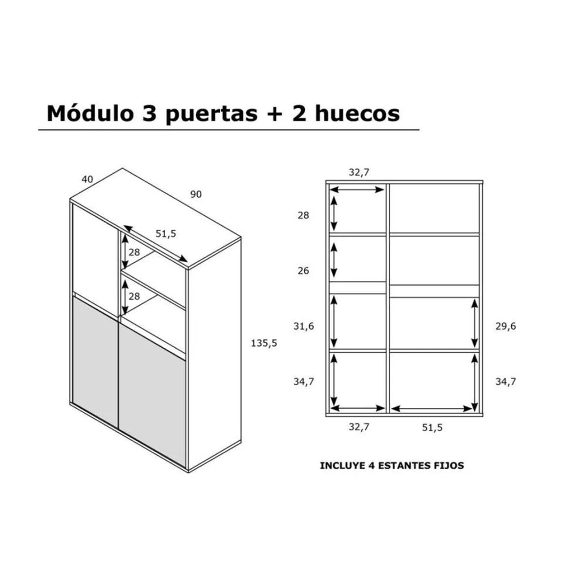 TU MESITA - Vitrina Alta Kiara color MarrónNegro TU MESITA