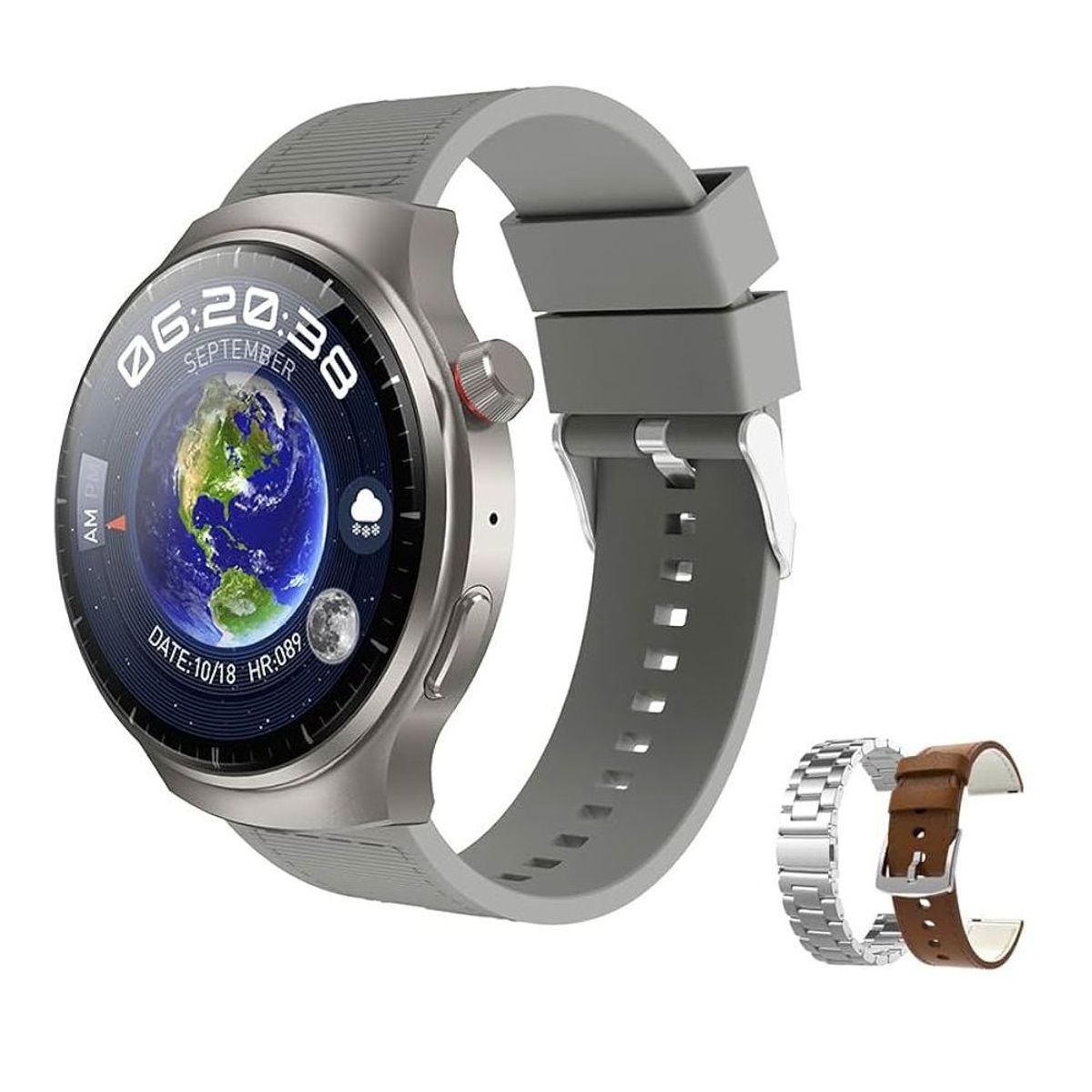 GENERICO - SmartWatch HW6 Max con 3 correas AMOLED - Plateado
