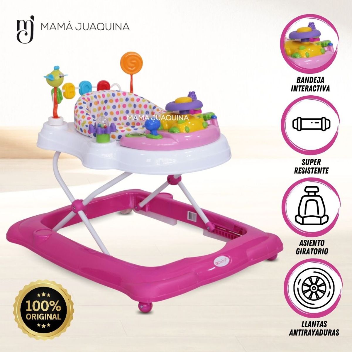 EBABY - Andador con Bandeja Interactiva «VIZANI» Pink