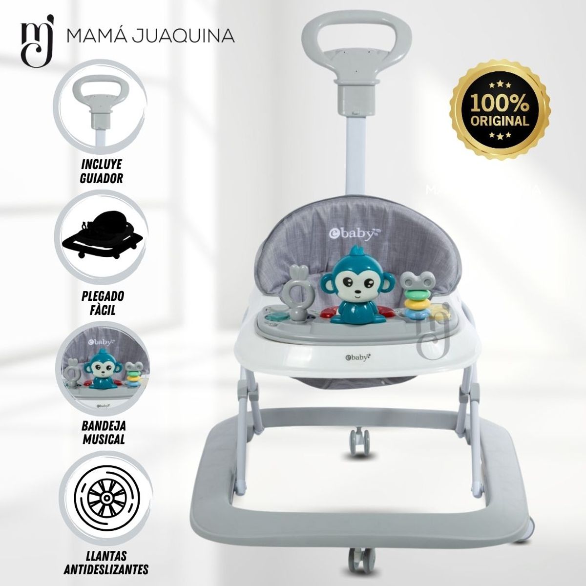 EBABY - Andador con Bandeja Musical «FALL GUYS» Gray