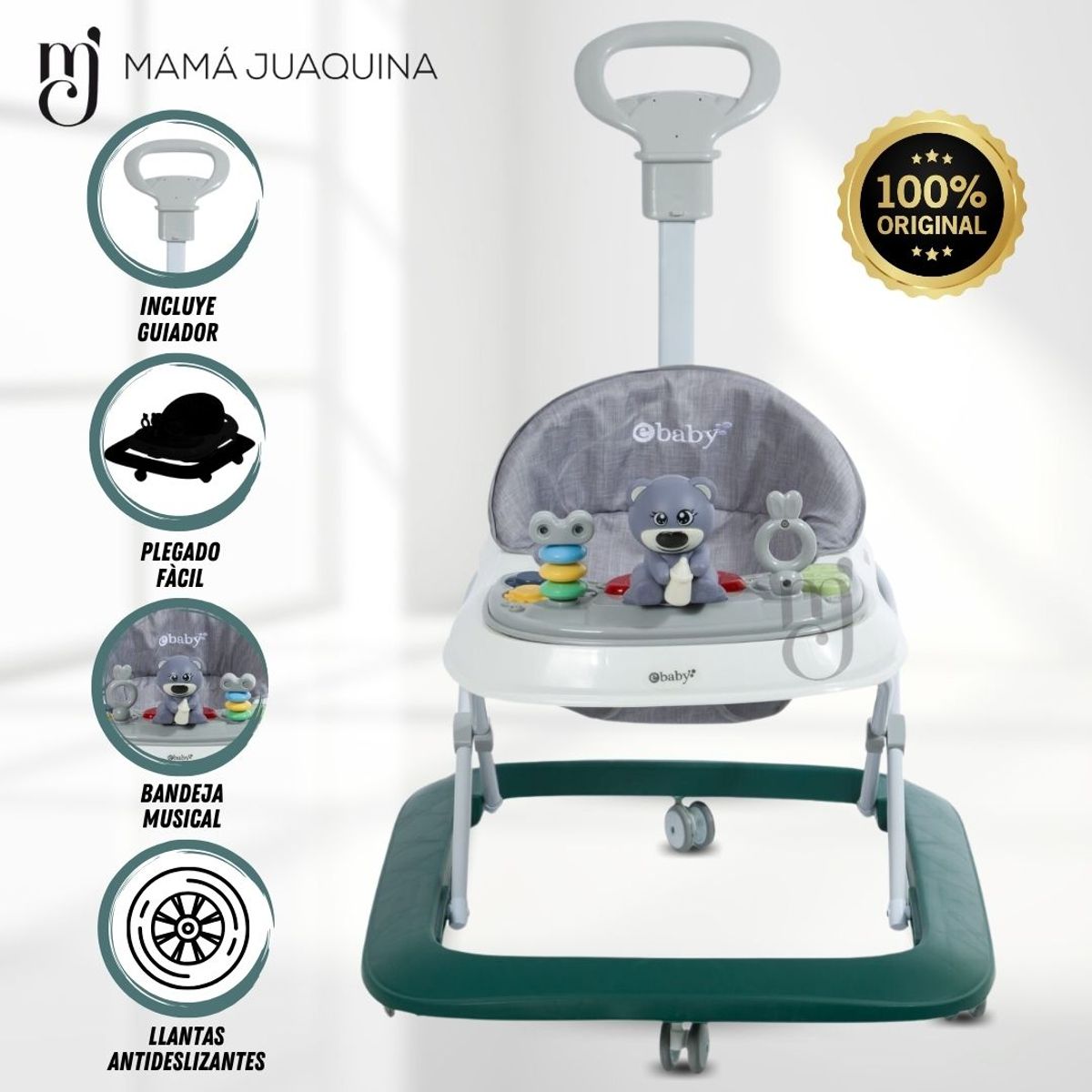 EBABY - Andador con Bandeja Musical «FALL GUYS» Green